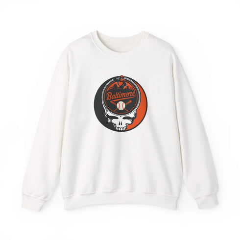 Grateful Dead - Baltimore Orioles Grateful Dead Stealie Crewneck Sweatshirt - MLB - StealieShop